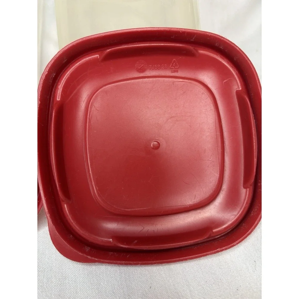Rubbermaid Storage Container Set 1.2L Rectangular Clear/Red Snap Lid 2pcs‎